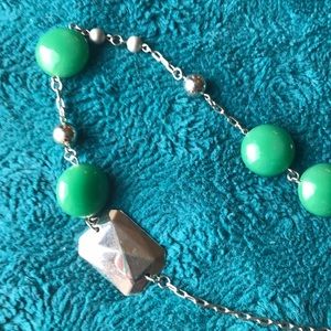 46” Bimba & Lola Silver & Green Necklace with bag